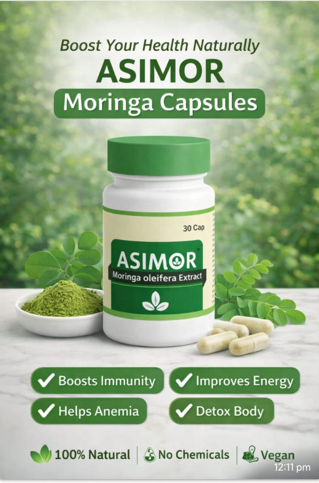 ASIMOR Moringa oleifera Extract Capsules – 30 Cap
