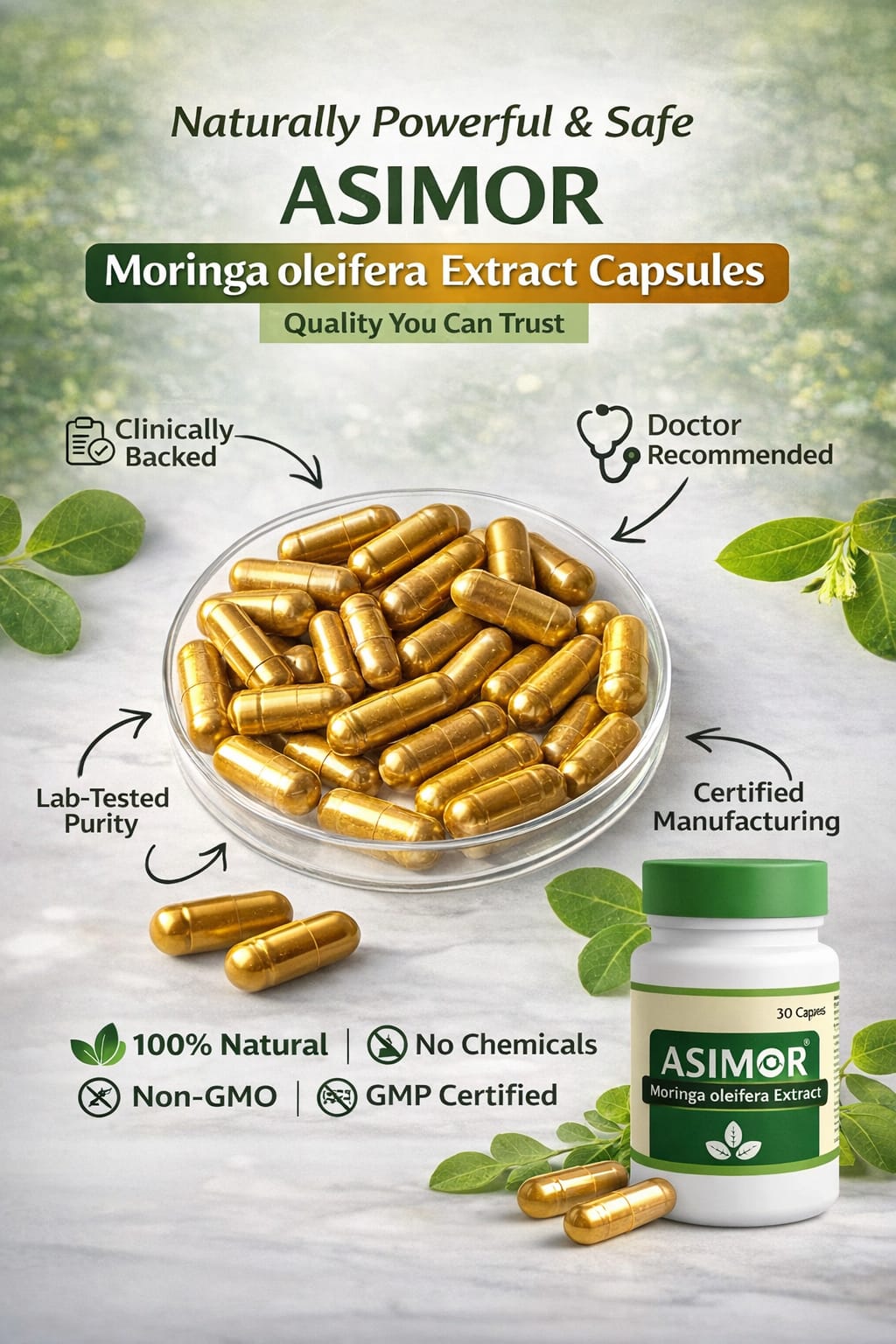 ASIMOR Moringa oleifera Extract Capsules – 30 Cap